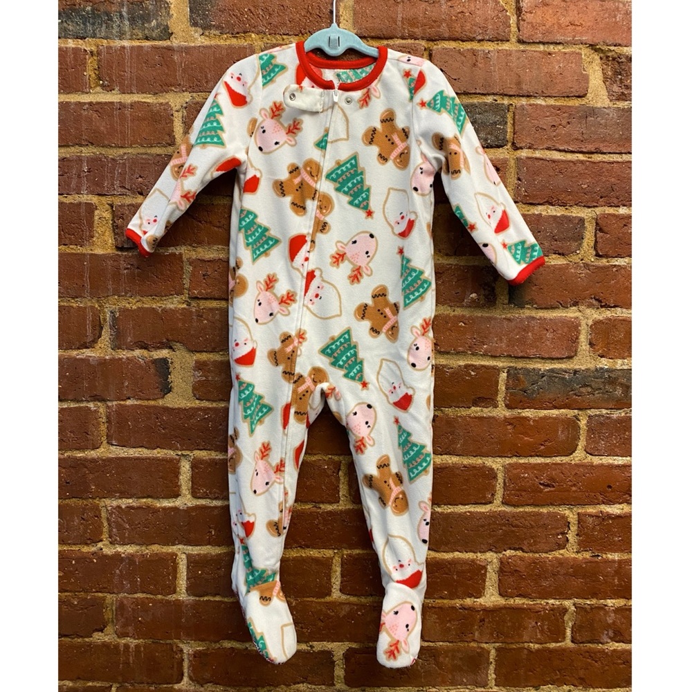 Carter’s fleece Xmas zip-up footie pajamas 18m